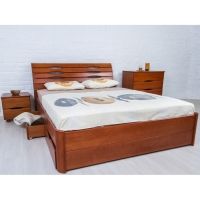 Кровать Олимп "Марита LUX" на ламелях, полностью массив бука, с ящиками