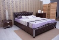 Кровать Олимп Прованс с патиной и фрезеровкой мягкая спинка ромбы